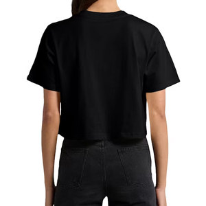 T-shirt court pour femme, col rond, en coton côtelé, manches courtes, coupe ajustée, décontracté, pour jeunes filles - Product Image 5