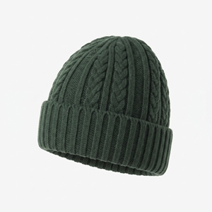 Bonnet d'hiver unisexe en tricot torsadé, en laine et acrylique, vert, tricoté à la main, épais, chaud et doux, idéal pour le ski, vente en gros personnalisée - Product Image 3