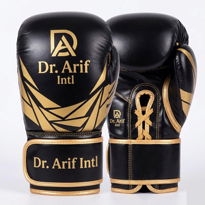 Gants de boxe professionnels en cuir PU avec logo personnalisé, fermeture auto-agrippante, demi-doigts, pour le soutien du poignet, MMA, Sanda, Muay Thai - Product Image 1