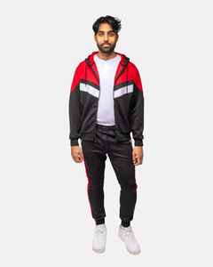 Conjunto deportivo para hombre de 2 piezas, sudadera con capucha y cremallera larga y pantalón con bolsillos laterales, 70% poliéster, 30% algodón, ropa deportiva moderna. - Product Image 3