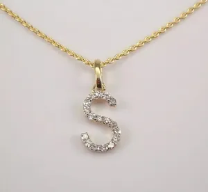 2 Ct Round Simulated Diamond Letter"S" Women's Pendant In 14k Yellow Gold Plated - Product Image 6