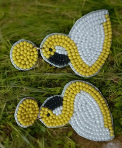 Pendientes Bohemios Hechos a Mano con Flamencos Bordados y Cuentas, Diseño Animal, Joyería Colgante de Destaque, Rosa Blanco, Cuentas de Semilla, Flor, Regalo - Product Image 4