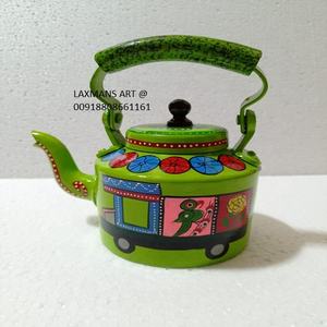 Nouvelle bouilloire à thé en métal peint de l'inde bouilloire décorative en gros décoration de la maison bouilloire bouilloire faite à la main bouilloire peinte en aluminium - Product Image 1