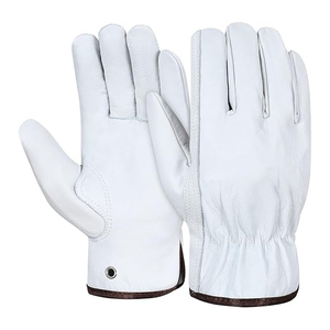 Gants de sécurité en cuir blanc, longueur poignet, non doublés, respirants, style uni, pour services professionnels, utilisation printemps-automne - Product Image 1