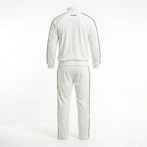 Custom Logo Men's White Velour Tracksuit Set <b>Zip</b> <b>Up</b> <b>Jacket</b> And Pants Streetwear Jogging Suit Manufacturer - Product Image 4