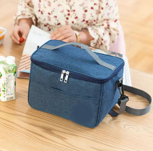 กระเป๋าใส่อาหารกลางวันแบบพกพา กระเป๋าเก็บความร้อน ผ้าอ๊อกซ์ฟอร์ด กระเป๋าเก็บความเย็นสำหรับปิกนิก พร้อมสายสะพาย - Product Image 3