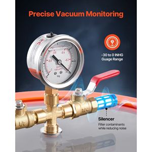 Pompe à vide monophasée 3,5 CFM, kit de chambre de dégazage en acier inoxydable, chambre à vide en verre trempé de 3 gallons, récipients sous pression - Product Image 5