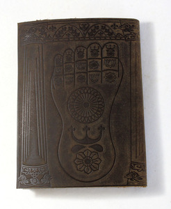 Antique Color Genuine Buffalo <b>Leather</b> Journal 100 <b>Sheets</b> Of Inner Pages Embossed Buddha Foot Natural Hard Bound Glue Binding - Product Image 5