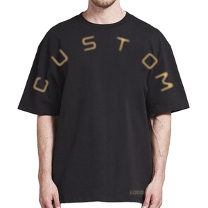 T-shirt Homme en Jersey de Coton Lourd, Vêtement d'Été, Coutures Inversées, Broderie Vieillie, Col Rond, Manches Courtes, Coupe Slim, 300g - Product Image 3