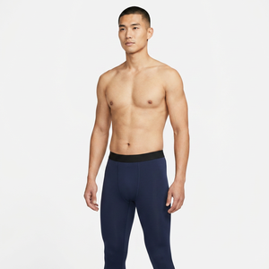 Leggings de compression pleine longueur pour hommes, bleu marine uni, taille élastique, Spandex Nylon - Product Image 2