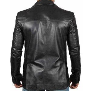 Chaqueta de Cuero Genuino de Cordero para Hombre, Estilo Blazer, Suave, con Dos Botones Delanteros, Color Negro, Estilo Primavera, Chaqueta de Moda Masculina - Product Image 2