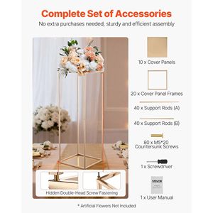 Set di 10 Supporti Floreali Rettangolari Dorati da 31,5 Pollici in Metallo Laminato per Decorazioni Matrimoniali - Product Image 5