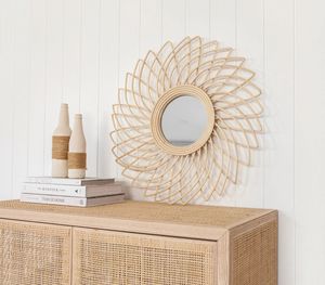 กระจกเงาหวายทำด้วยมือเป็นมิตรต่อสิ่งแวดล้อมโครงภายในบ้านทำจากธรรมชาติ100% สำหรับบ้านที่สะดวกสบายสินค้าคุณภาพสูง - Product Image 3