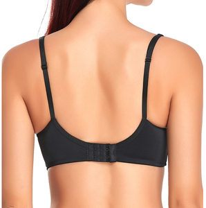 Sujetador balconette negro para mujer con aros, media copa, jacquard floral y detalle de lazo - Product Image 4