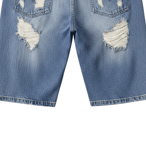 Fabricante de Shorts de Mezclilla Elástica con Pedrería, Tratamiento de Lavado Superior, Resistentes a la Decoloración, Diseño de Alta Retención - Product Image 6