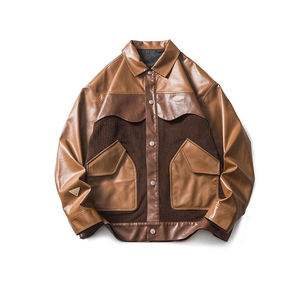 Vestes d'hiver en peau de mouton, style hip-hop, veste en cuir véritable avec logo personnalisé - Product Image 1