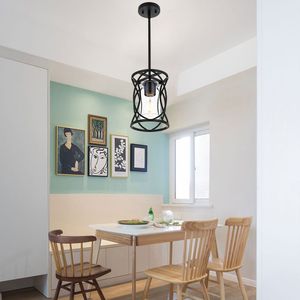 Modern 1-Light Industrial Pendant Light Black Metal <b>Cage</b> Clear Glass <b>Shade</b> Kitchen Island Chandelier Indoor Mini Ceiling <b>Lamp</b> - Product Image 4