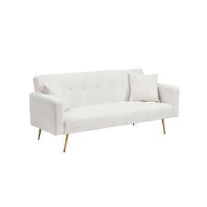 Divano Letto in Teddy Fleece Beige da 71,7 Pollici con Cuscini Decorativi di Lusso per un Comfort Migliorato - Product Image 6