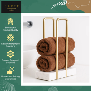 Amazing Offer on High Quality Luxury Bathroom Countertop Rack Modern Marble Base <b>Gold</b> Metal Towel Organizer <b>Shelf</b>/Stand - Product Image 2