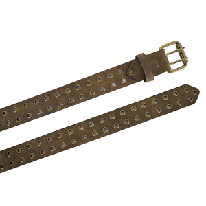 Ceinture en cuir de vachette véritable vieilli style vintage avec clous pour hommes et femmes, ceinture décontractée rétro à double œillet, mode punk personnalisée - Product Image 4