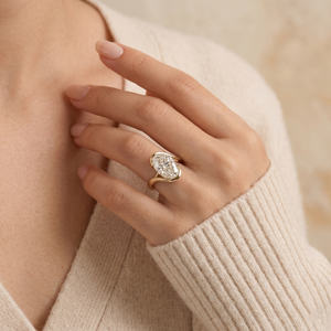 Wholesale <b>14k</b> <b>Gold</b> <b>Ring</b> 2CT Oval Cut Diamond Solitaire <b>Ring</b> with Hidden Halo Promise <b>Ring</b> Gift For Her - Product Image 6