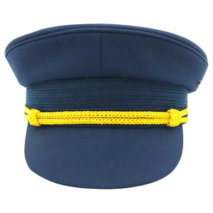 Premium Parade Cap Ivory Top Gold Rope Black Visor Metal Badge Formal Headwear High Quality Manufacturing Export - Product Image 1
