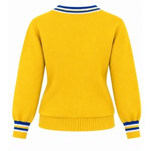 Pull en maille col V personnalisé pour femme, manches longues, motif lettres, bordure côtelée contrastante, style décontracté et tendance pour le quotidien - Product Image 2