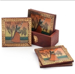 ชุดจานรองแก้วศิลปะหรูหรา ราชวัสดา ผลิตในอินเดีย - Product Image 1