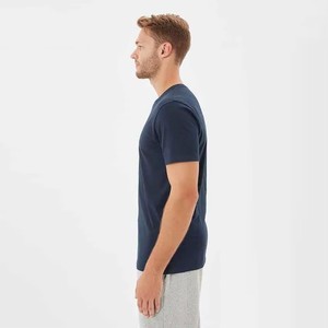Camiseta de Manga Corta con Cuello en V para Hombre, Color Azul Marino Sólido, 100% Algodón, Corte Regular, Diseño Transpirable de Punto Jersey Informal - Product Image 3