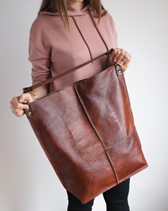Oversized Brown Leather Hobo <b>Handbag</b> for <b>Women</b> <b>Large</b> Everyday Open Closure Design-LHB-0088 - Product Image 5