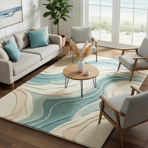 Alfombra Contemporánea Abstracta con Diseño de Olas, Alfombra Suave Hecha a Mano para Sala de Estar, Dormitorio, Decoración del Hogar, Alfombra Elegante, Duradera y Antideslizante - Product Image 1