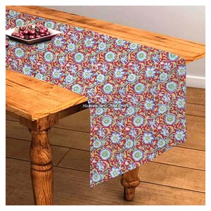Hand Block Floral Printed Beautiful Black Indian Cotton Table <b>Runner</b> For Hotel Use Home Decor In Farmhouse Style Wedding Events - Product Image 1