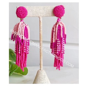Pendientes Colgantes Hechos a Mano con Turquesa Chapada en Oro y Cuentas de Semilla, Bordado en Forma de Lágrima, Joyería Cristiana para Fiestas y Vacaciones - Product Image 2