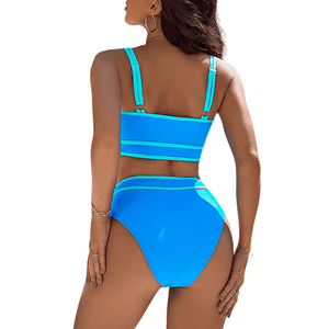 Ensembles de bikinis personnalisés pour femmes 2026 – Maillots de bain sportifs taille haute, color block, coupe haute pour adultes – Tenues de bain et de plage - Product Image 2