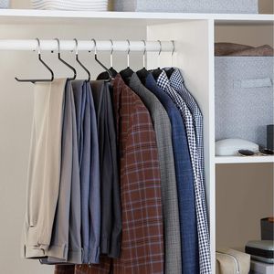 Lot de 30 cintres antidérapants en métal avec revêtement en caoutchouc pour pantalons et jupes, conception à glissière facile, organisateur de placard en noir/argent - Product Image 5