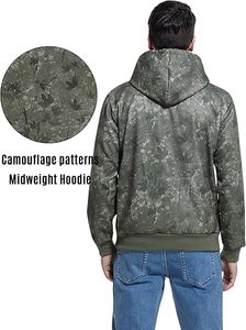 Sweat-shirt à capuche camouflage pour homme, coupe classique, décontracté, en polyester tricoté, pour l'automne, avec poches, respirant, imprimé - Product Image 2