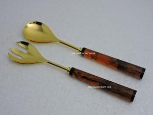 Ensemble de saladiers faits à la main avec des poignées décoratives en métal, design filaire en acier inoxydable et laiton, pour la cuisine - Product Image 5