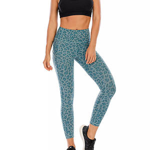 Leggings sportifs pour femmes, taille haute, longueur intégrale, imprimé léopard, respirants, extensibles, en tricot spandex, toutes saisons - Product Image 1