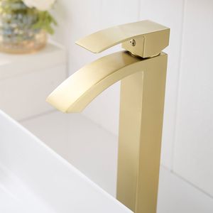 Rubinetto Moderno Monocomando per Bagno, Finitura Oro Spazzolato, Rubinetto Monoforo per Lavabo, Rubinetto Monocomando per Vanità - Product Image 4