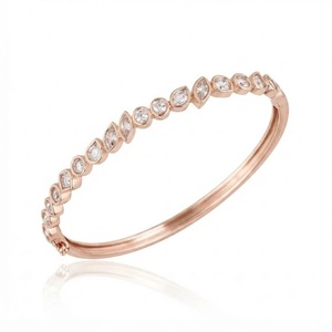 กำไลข้อมือทอง 14K ประดับเพชรแล็บ CVD HPHT รูปทรงหลากหลาย EF VVS น้ำหนัก 1.2 กะรัต แบบมีบานพับ ดีไซน์ทันสมัย หรูหรา เหมาะสำหรับงานแต่งงาน - Product Image 1