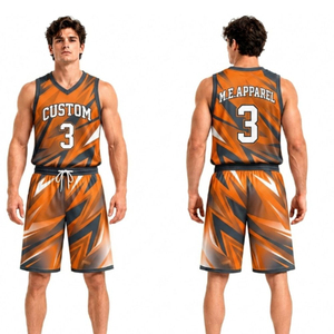 Maillots de basket-ball pour hommes, design classique varsity à rayures bleu marine, respirants, résistants aux déchirures, uniformes de sublimation - Product Image 2