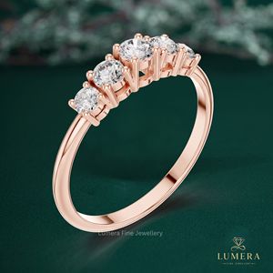 Anillo de Diamantes Cultivados en Laboratorio para Mujer, Corte Brillante, Anillo de Compromiso y Boda, Joyería Fina, Certificado IGI, Lujoso, Elegante, Oro Premium - Product Image 5