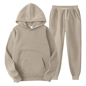 Custom 100% Cotton Fleece High Quality Blank Unisex Oversized <b>Hoodie</b> and Jogger Pants Men's Tracksuit Set - Product Image 1