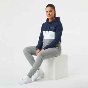 Women's Color Block Tracksuit Set Fleece Hooded Full Sleeve Regular Fit All Seasons Sportswear Casual Gray Navy <b>White</b> - Product Image 5