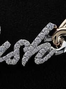 สร้อยคอเงินแท้ 925 สลักชื่อหรือโลโก้ตามสั่ง สำหรับผู้ชายและผู้หญิง สไตล์ฮิปฮอปแบบคิวบันลิงค์ ประดับเพชรโมอิสซาไนต์รับรองโดย GIA ของขวัญวันเกิด เครื่องประดับ - Product Image 2