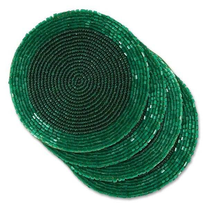 Elegant Embroidery <b>Beaded</b> <b>Coaster</b> Bohemian Style 5mm Thick Customizable Home Table Decor Hotel Wedding Party Use - Product Image 5