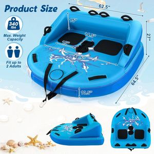 Inflatable 2-Person <b>Towable</b> Tubes for Water Sports Boating for Fun Aquatic Adventures - Product Image 5