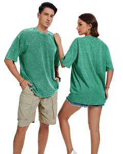 เสื้อยืดทรงหลวมแบบดรอปโชว์เดอร์ ล้างสีแบบแอซิดวอช น้ำหนัก 280 กรัม คอกลม แขนสั้น สีพื้น สไตล์วินเทจ สำหรับผู้ชายและผู้หญิง - Product Image 5