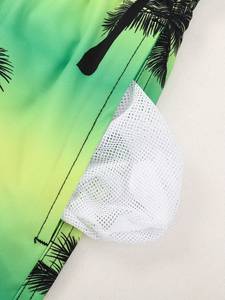 Short de bain pour homme à imprimé palmiers tropicaux, respirant, séchage rapide, avec cordon de serrage, taille mi-haute, coupe élastique, idéal pour l'été - Product Image 4