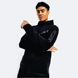 New Design 100% Cotton Customizable Men Winter Tech Fleece Quick Dry Breathable Regular Fit Full <b>Zip</b> <b>Hooded</b> Solid Streetwear - Product Image 5